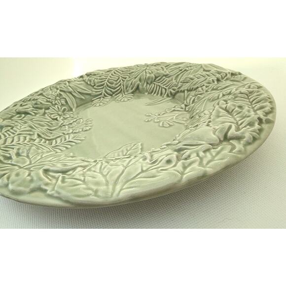 PLATE-SERVING/DECORATIVE-PORTA-Portugal-Green-Embossed-Floral-Frog-Lizard-11" - Picture 5 of 16